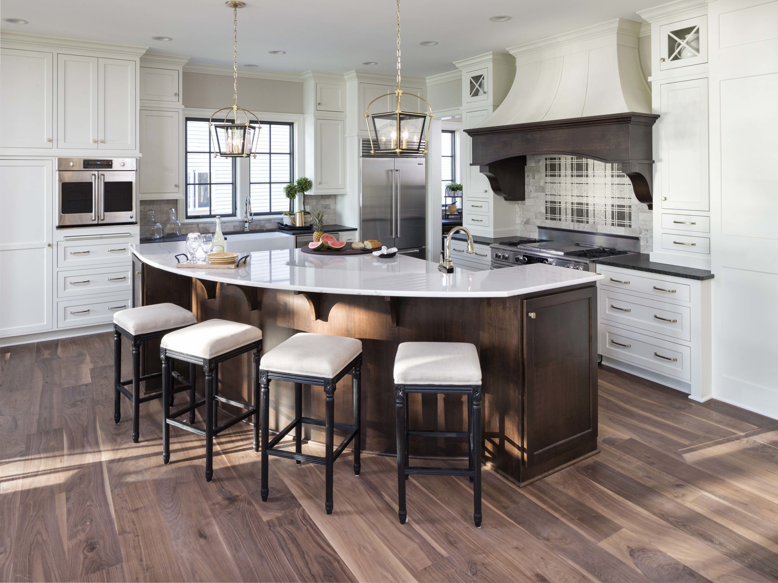 A spacious kitchen on Grimes Avenue with a center island and bar stools.