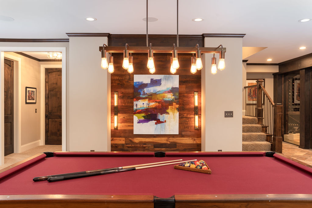 pool table in home basement